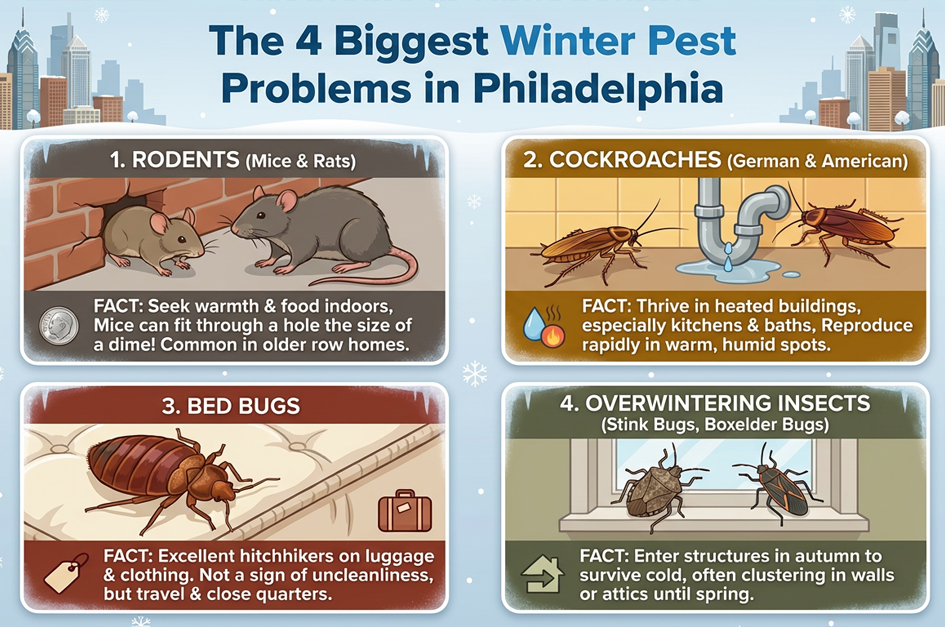 The 4 Biggest Winter Pest Problems in Philadelphia — And How Evans Pest Control Solves Them